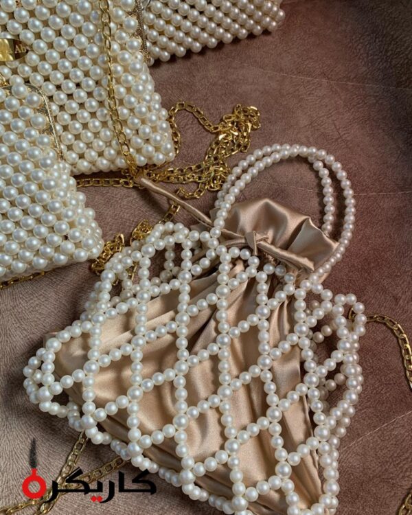 Elegant Beige Pearl Potli Bag – Designer Wedding & Party Pouch | Karigra