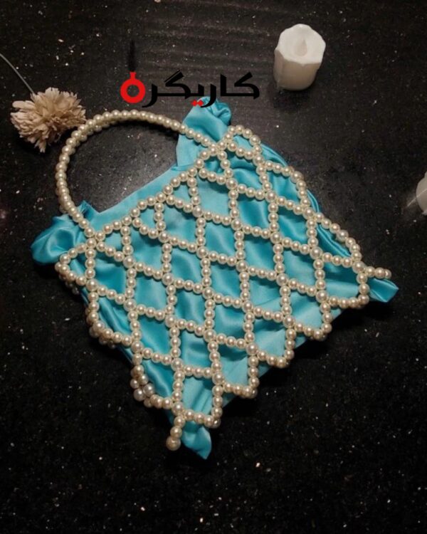 Elegant Sky Blue Pearl Potli Bag – Designer Wedding & Party Pouch | Karigra