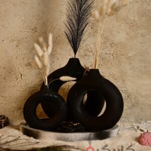Abstract Black Donut Vase (Set of 5) Without Flowers | Karigra
