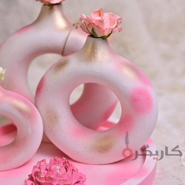 Abstract Pink Golden Donut Vase (Set of 5) Without Flowers | Karigra - Image 2