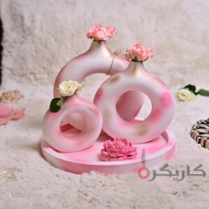 Abstract Pink Golden Donut Vase (Set of 5) Without Flowers | Karigra