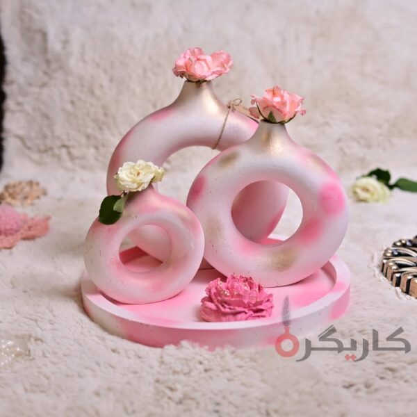 Abstract Pink Golden Donut Vase (Set of 5) Without Flowers | Karigra