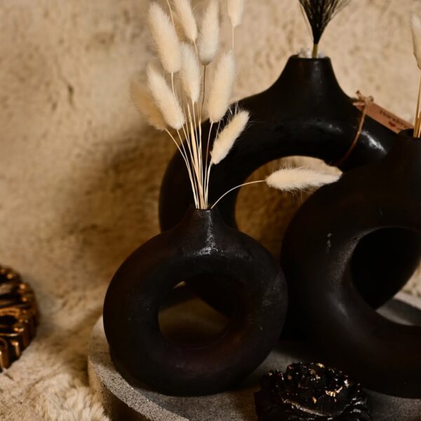 Abstract Black Donut Vase (Set of 5) Without Flowers | Karigra - Image 3