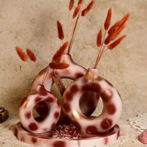Abstract White and Brown Donut Vase (Set of 5) Without Flowers | Karigra