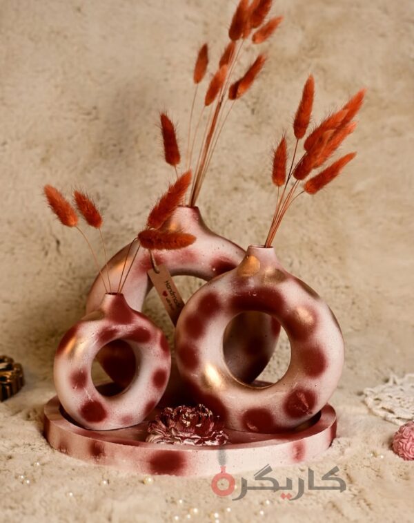 Abstract White and Brown Donut Vase (Set of 5) Without Flowers | Karigra