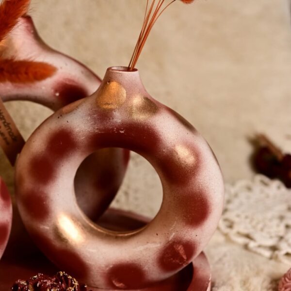 Abstract White and Brown Donut Vase (Set of 5) Without Flowers | Karigra - Image 2