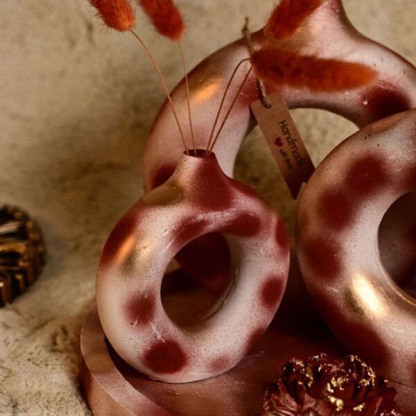 Abstract White and Brown Donut Vase (Set of 5) Without Flowers | Karigra - Image 3