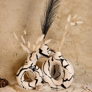Abstract Zebra Stripes Donut Vase (Set of 5) Without Flowers | Karigra
