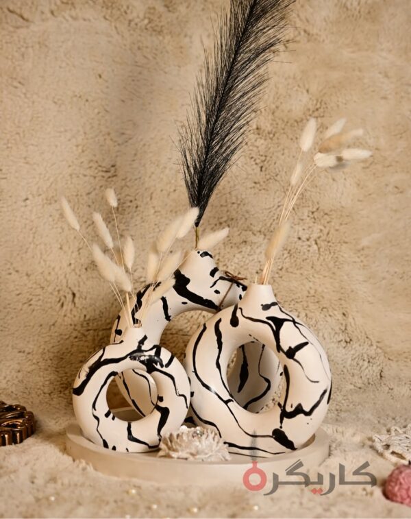 Abstract Zebra Stripes Donut Vase (Set of 5) Without Flowers | Karigra