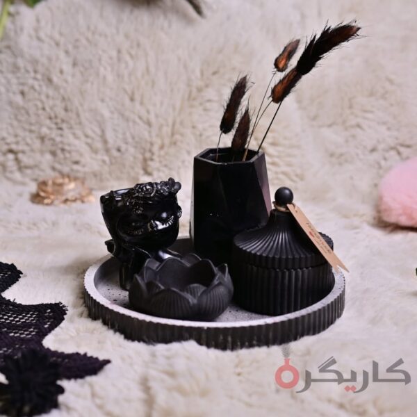 Elegant Abstract Black Home Decor (Set of 5) Without Flowers | Karigra