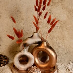 Elegant Modern Abstract Golden Black Donut Vase (Set of 5) | Karigra