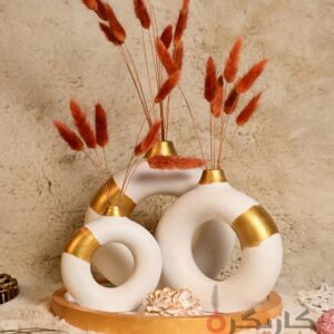 Elegant Modern Golden White Donut (Set of 5) with Golden Bars Without Flowers | Karigra