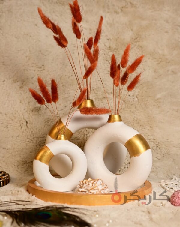Elegant Modern Golden White Donut (Set of 5) with Golden Bars Without Flowers | Karigra