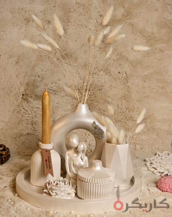 Elegant Modern Satin White home Decor (Set of 7) Without Flowers | Karigra