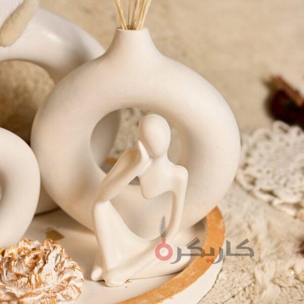 Elegant Modern White Donut (Set of 6) with Abstract Thinker | Karigra - Image 2