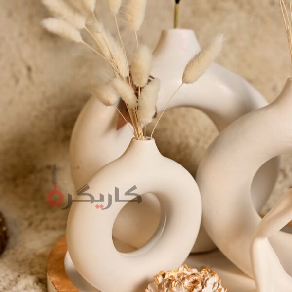 Elegant Modern White Donut (Set of 6) with Abstract Thinker | Karigra - Image 4