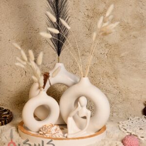 Elegant Modern White Donut (Set of 6) with Abstract Thinker | Karigra