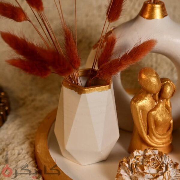 Elegant Modern Golden White Home Decor (Set of 7) Without Flowers | Karigra - Image 4
