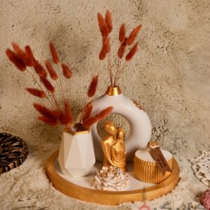 Elegant Modern Golden White Home Decor (Set of 7) Without Flowers | Karigra