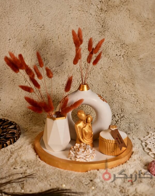 Elegant Modern Golden White Home Decor (Set of 7) Without Flowers | Karigra