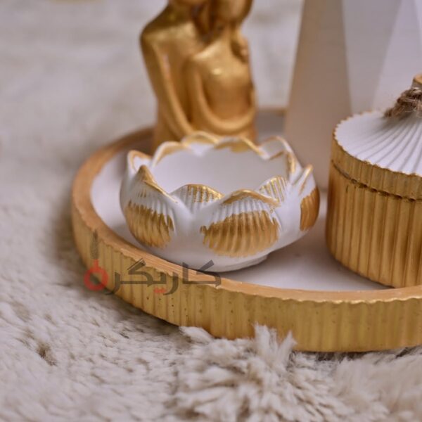 Elegant White Golden Home Decor (Set of 5) Without Flowers | Karigra - Image 2