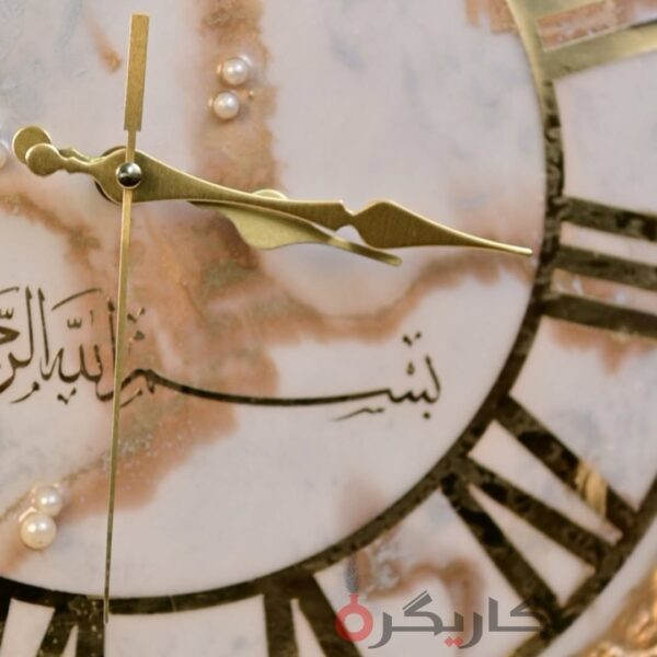 Luxurious White & Gold Resin Clock 13 Inches | Karigra - Image 4