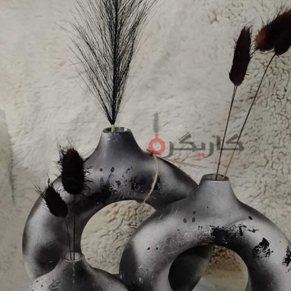 Modern Black Abstract Donut Vase Set – 5 Piece Decorative Sculpture | Karigra - Image 2
