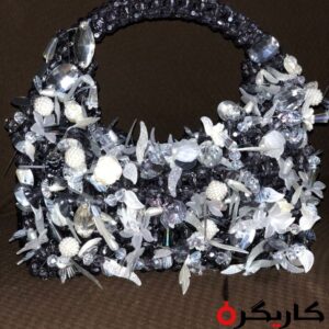 Handmade Beaded Handbags – Luxury Elegant Floral Bead Designs in Black & White Color Combinations