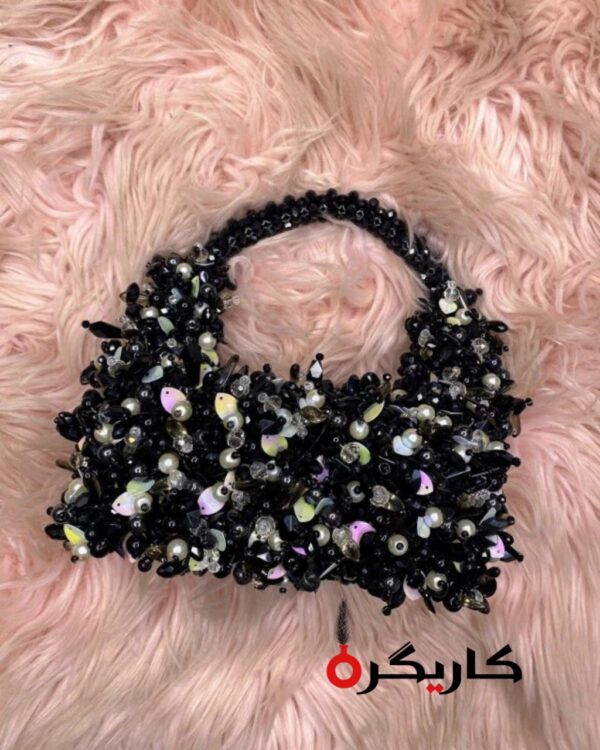 Handmade Beaded Handbags – Luxury Elegant Floral Bead Designs in Black & White Color Combinations