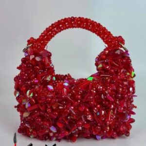Handmade Beaded Handbags – Luxury Elegant Floral Bead Designs in Black & White Color Combinations