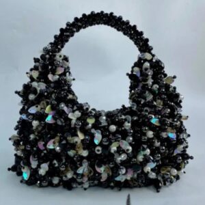 Handmade Beaded Handbags – Luxury Elegant Floral Bead Designs in Black & White Color Combinations