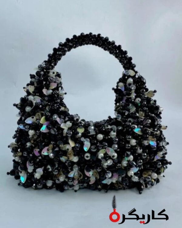 Handmade Beaded Handbags – Luxury Elegant Floral Bead Designs in Black & White Color Combinations