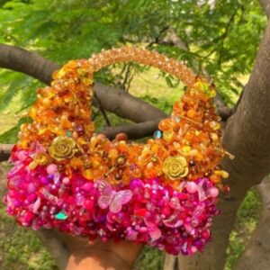 Handmade Beaded Handbags – Luxury Elegant Floral Bead Designs in Black & White Color Combinations