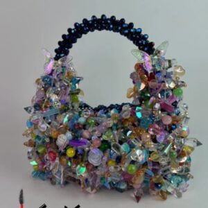 Handmade Beaded Handbags – Luxury Elegant Floral Bead Designs in Black & White Color Combinations