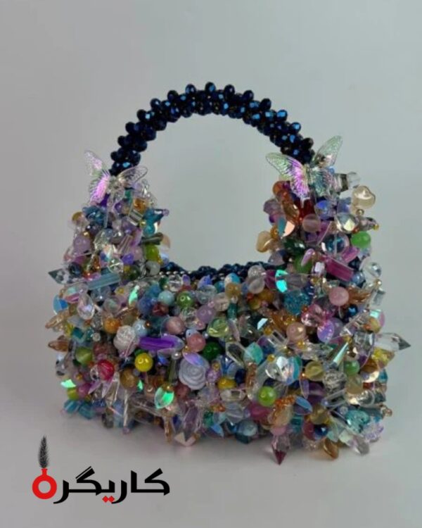 Handmade Beaded Handbags – Luxury Elegant Floral Bead Designs in Black & White Color Combinations