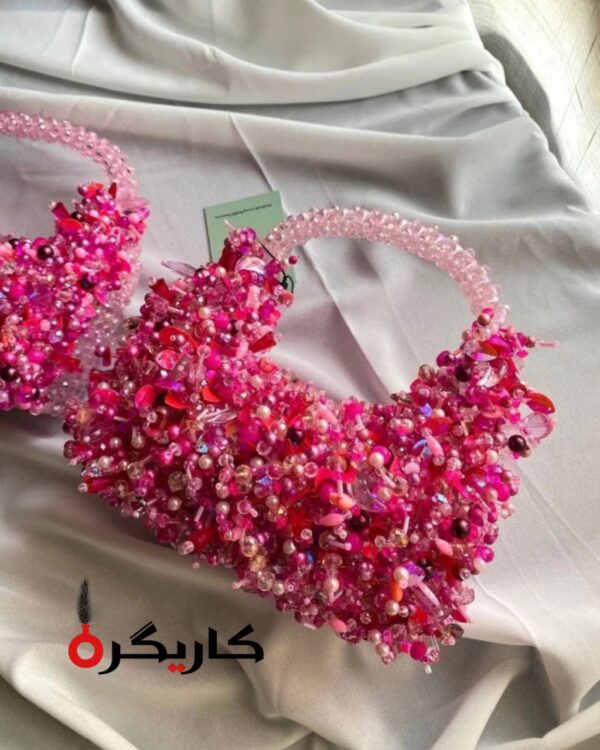 Handmade Beaded Handbags – Luxury Elegant Floral Bead Designs in Black & White Color Combinations