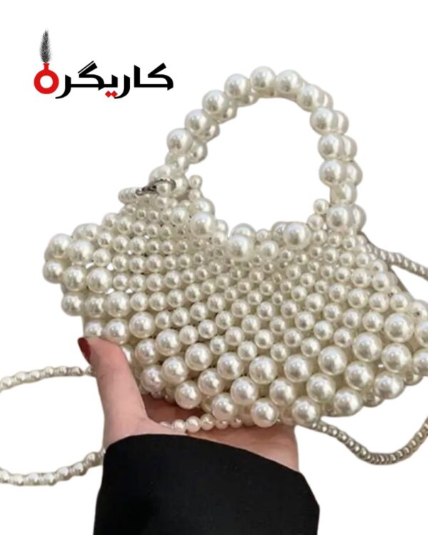 Elegant Pearl Handbag for Women – Stylish Beaded Clutch for Parties & Weddings | Karigra - Image 3