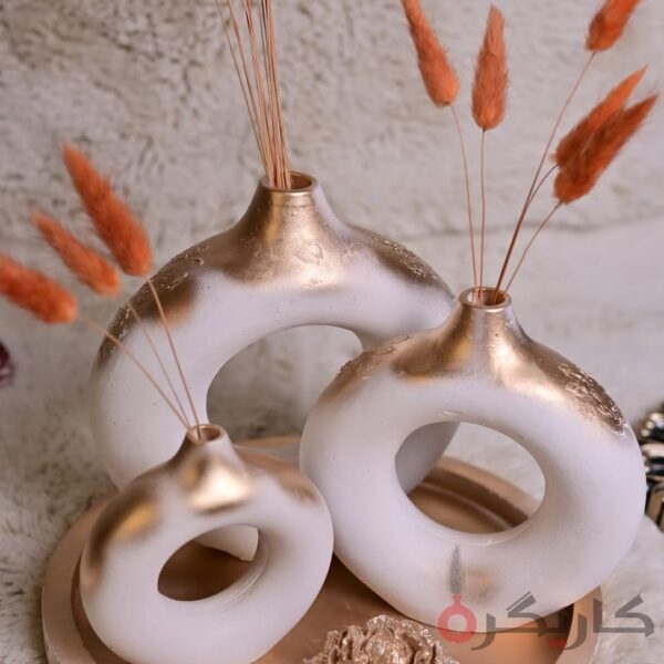 White Golden Donut Vase (Set of 5) Without Flowers | Karigra - Image 4
