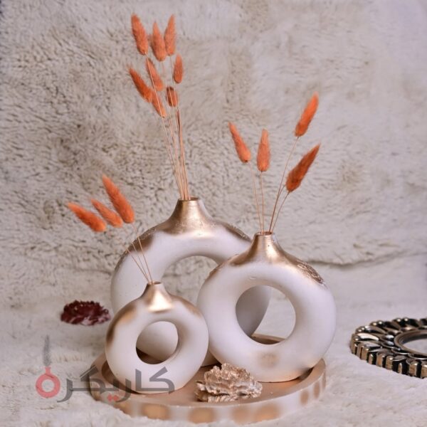 White Golden Donut Vase (Set of 5) Without Flowers | Karigra